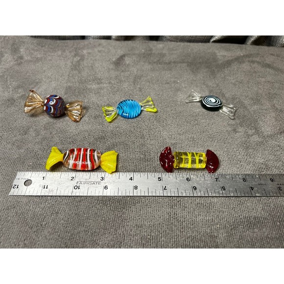 Vintage Murano Style Blown Glass Wrapped Art Glass Candy Pieces Lot of 5 2” - Picture 3 of 10